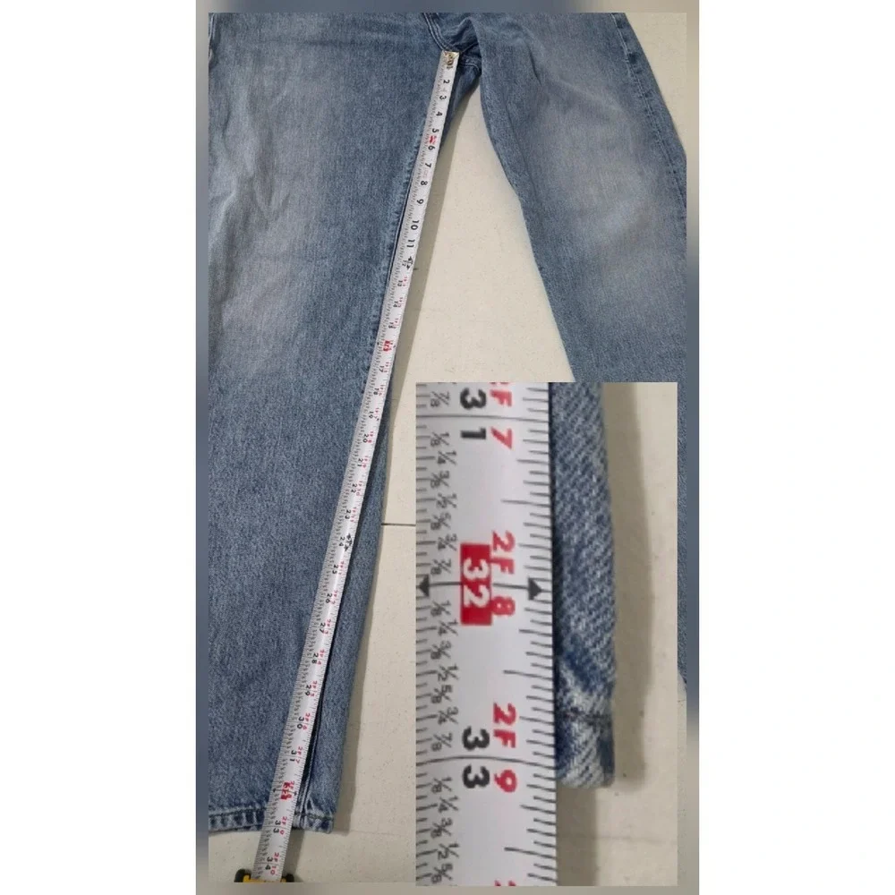 Levis Made & Crafted 502 Taper Jeans Mens 36x34 Blue Selvedge LMC Organic Cotton